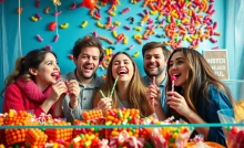 Ferrara Candy display with influencers enjoying various candies