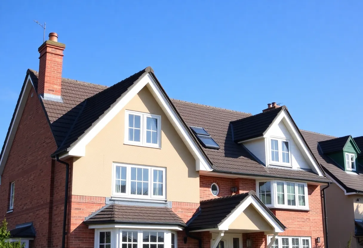 Illustration of various roof pitches on different houses