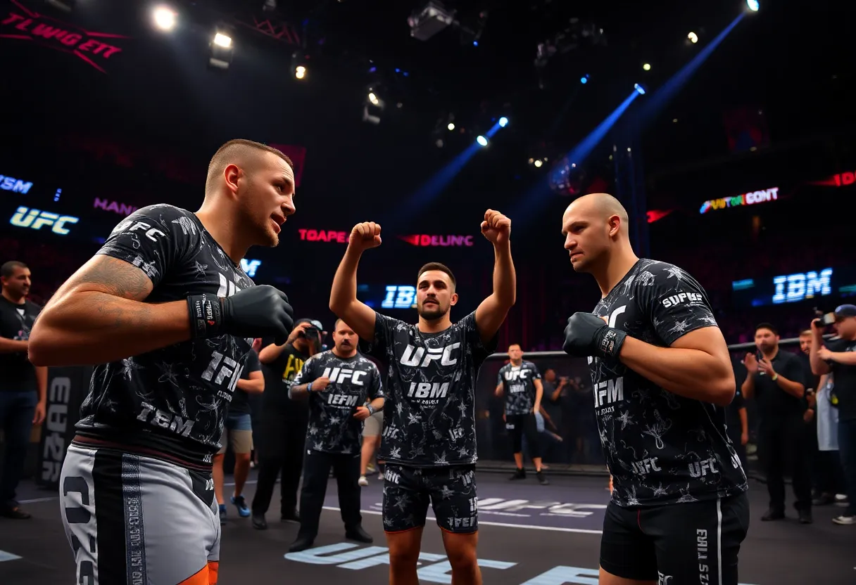 UFC fighters with IBM branding during a thrilling match