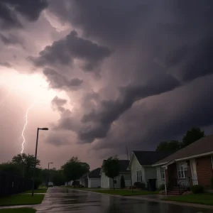 Dark clouds and lightning during a thunderstorm in Greenwood