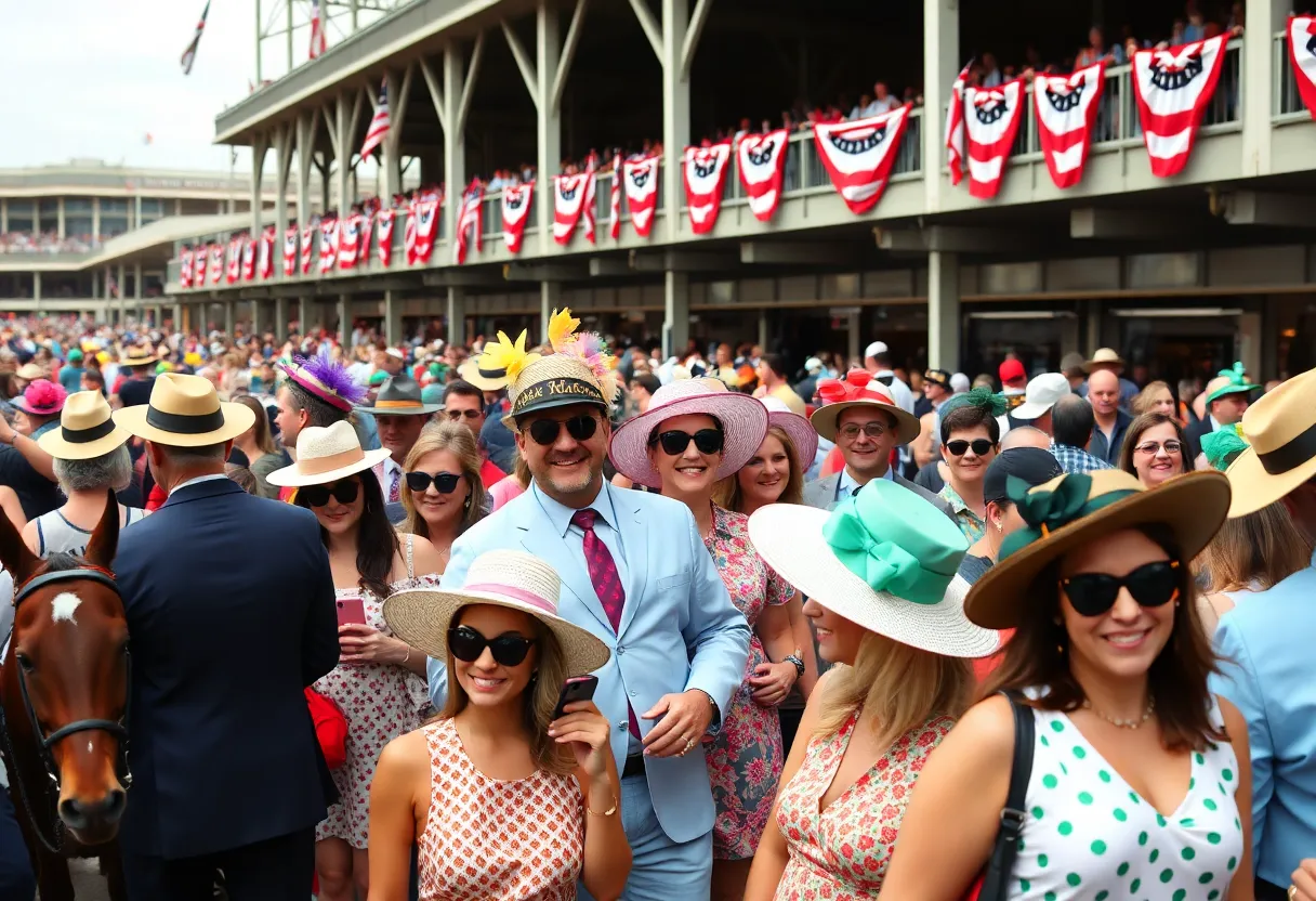 Crowd enjoying the Kentucky Derby at Churchill Downs
