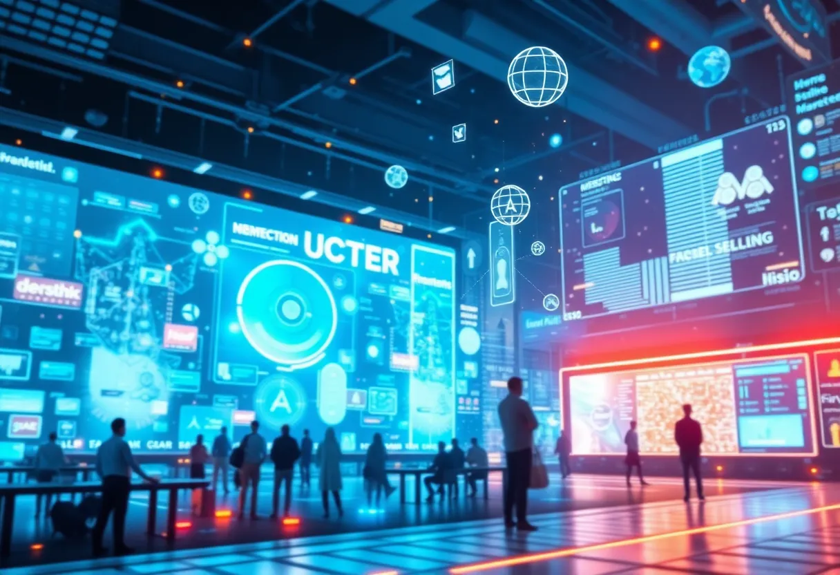 Visual representation of digital marketing trends for 2025 with an emphasis on AI and consumer engagement