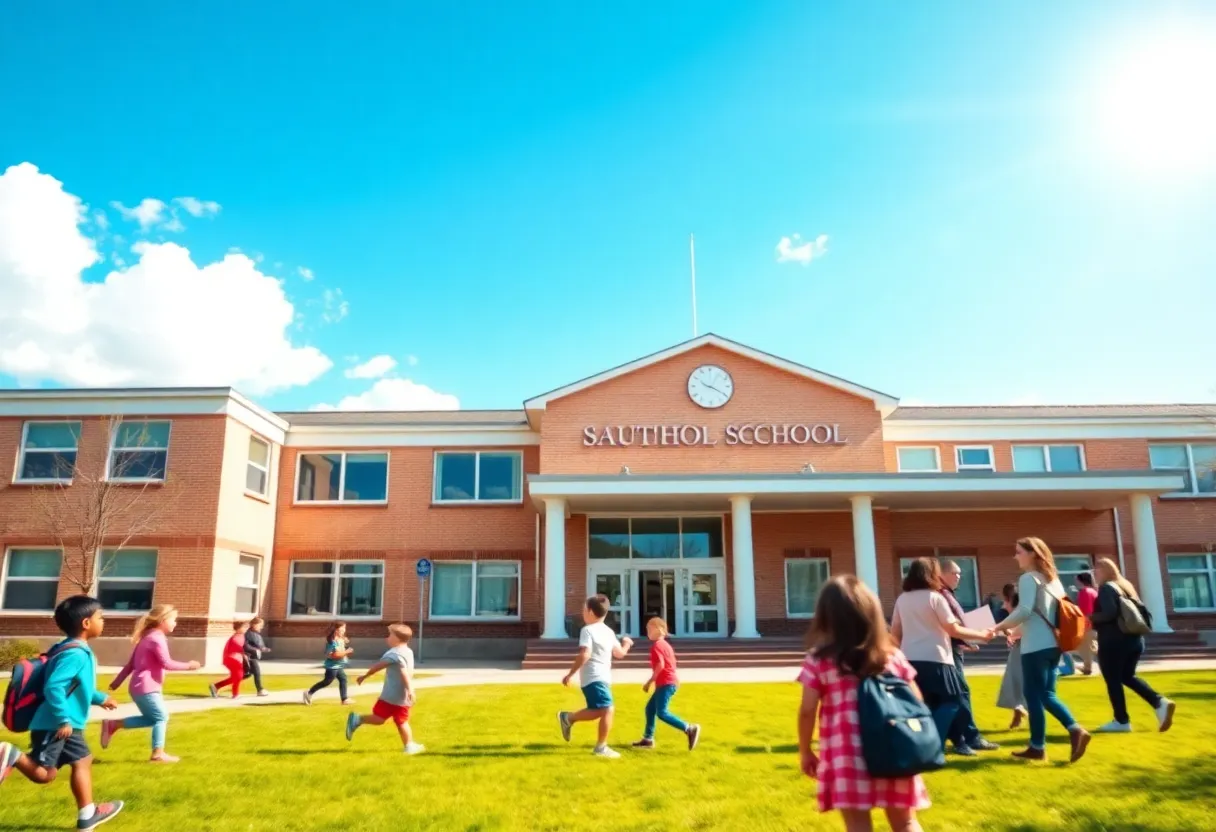 Students and teachers celebrating the new four-day school week.