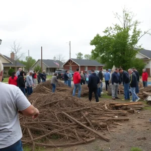 Residents of Greenwood County working together to clear debris after Hurricane Helene