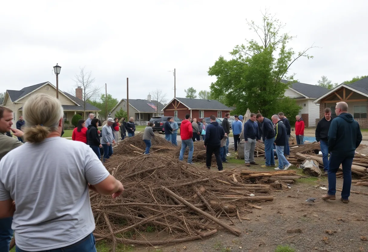 Residents of Greenwood County working together to clear debris after Hurricane Helene