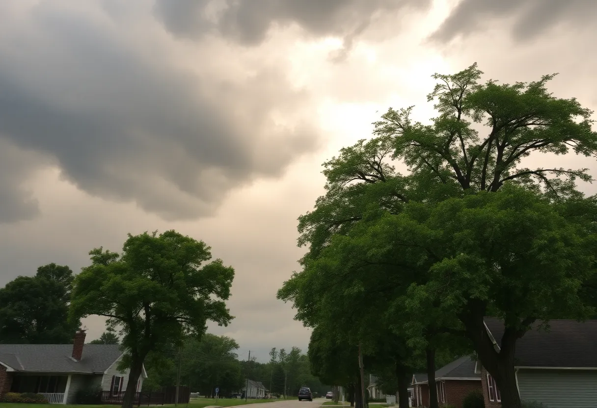 Stormy skies over Greenwood County with bending trees