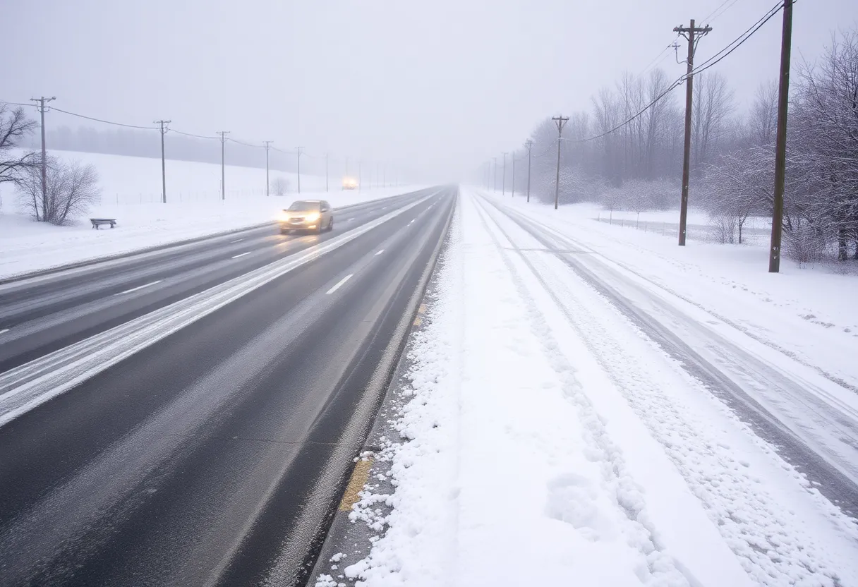Snow-covered roads during the historic winter storm in the Southern U.S.