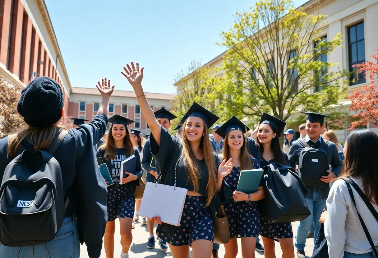 Students celebrating academic achievements at Lander University
