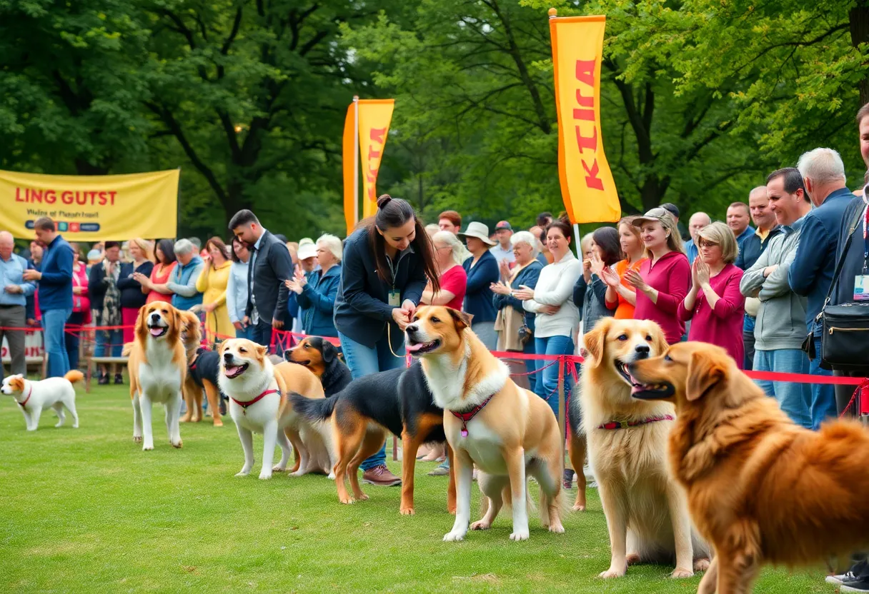 Dogs participating in the Pooch Playoffs competition in Greenwood Park.