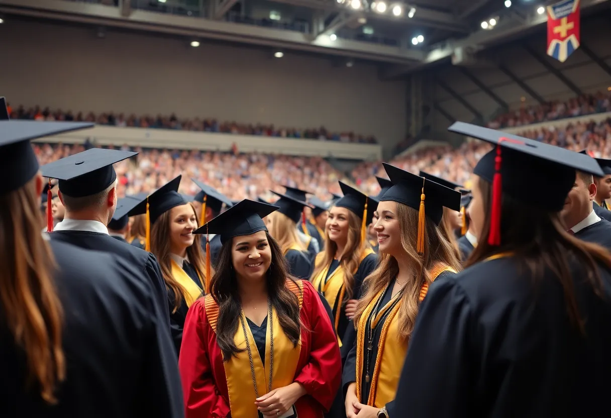 Graduates celebrating at Piedmont Technical College commencement