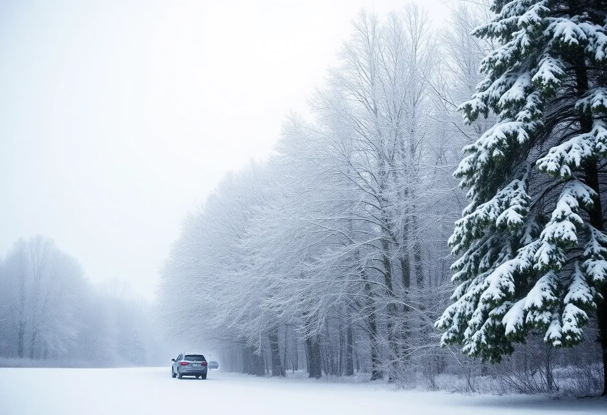 Snow-covered landscape in Greenwood County