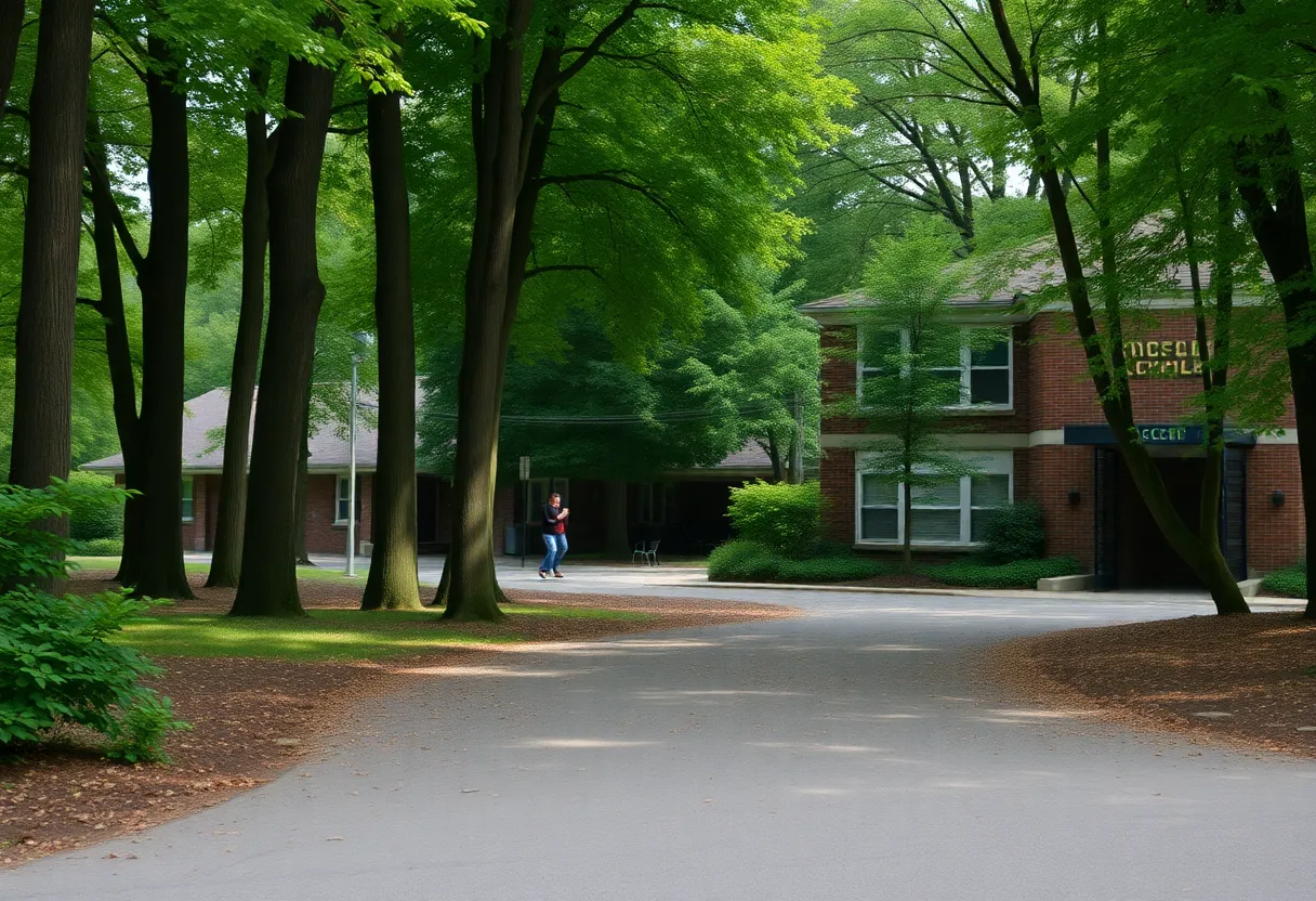 Wooded area across from Greenwood Charter Academy