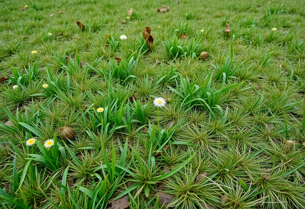 Chickweed growing in a winter lawn in Greenwood.