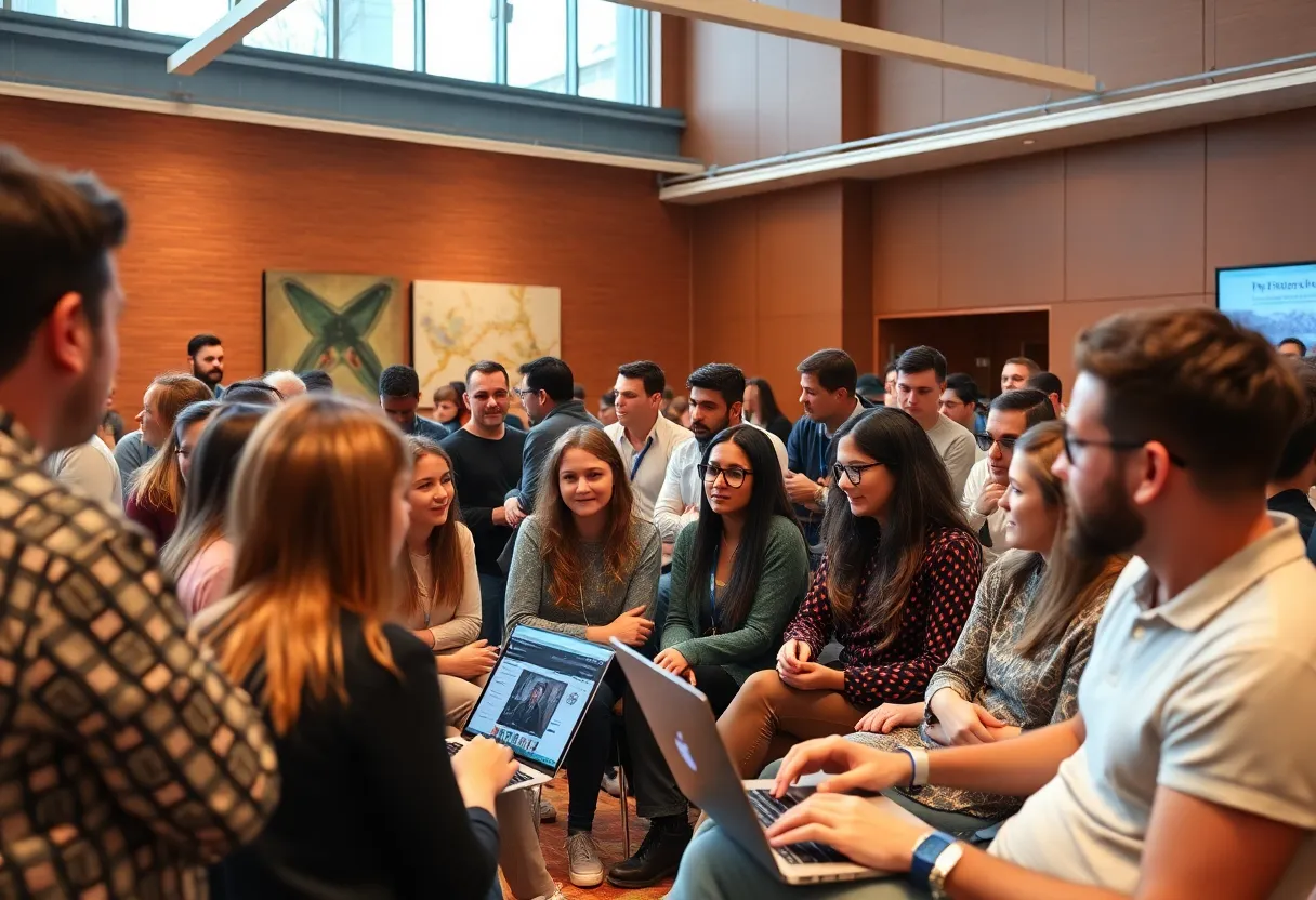Community members engaging in discussions about AI at Lander University