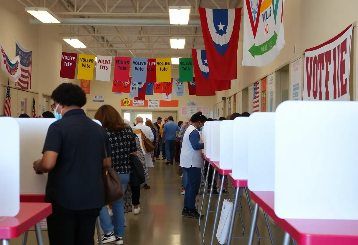 Crowd at polling station during early voting in South Carolina