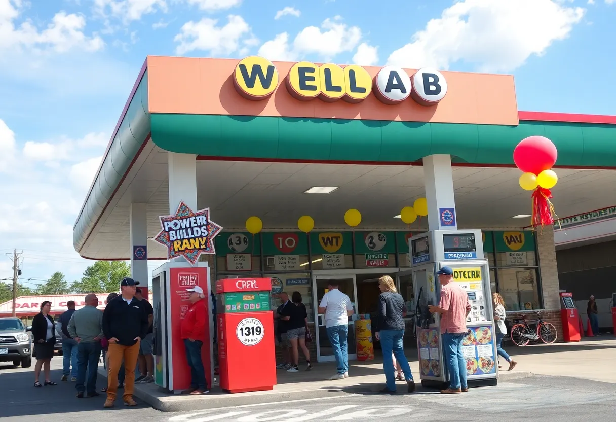 Celebration at gas station in Gaffney, South Carolina after Powerball win