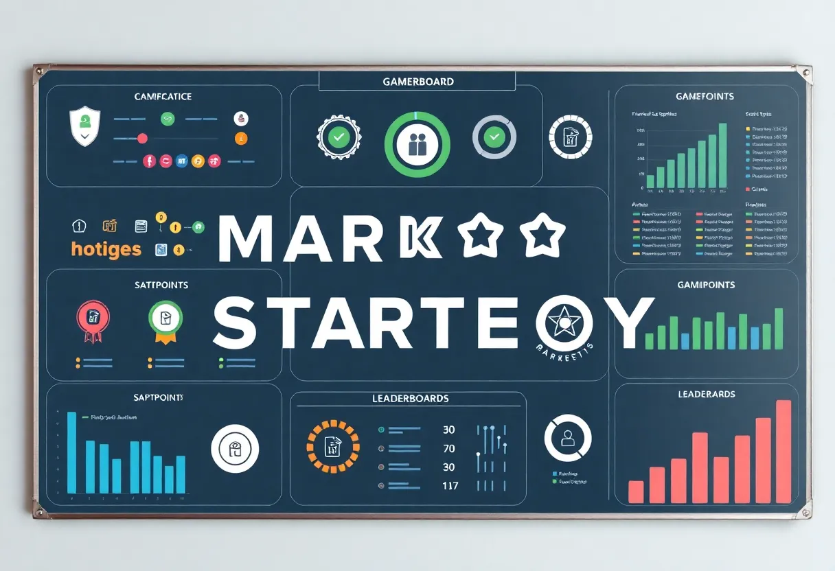 Illustration of gamification elements in digital marketing strategy.