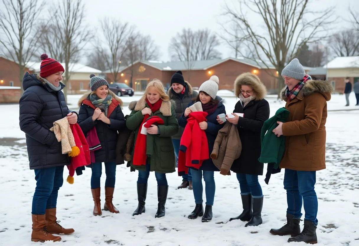 Volunteers collecting coats during the GLEAMNS coat drive in Greenwood, SC.