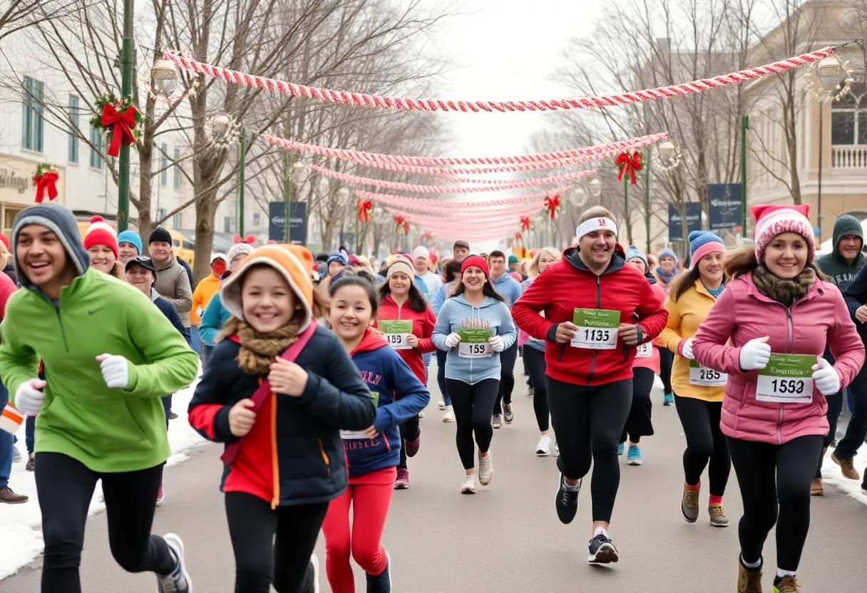 Participants at a community fun run event in Greenwood