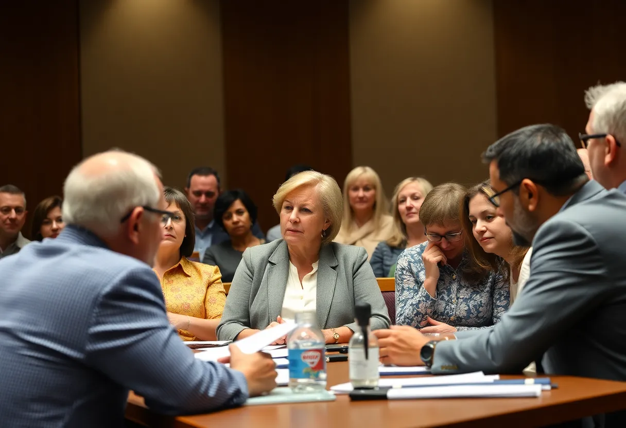 City council members discussing hurricane relief measures