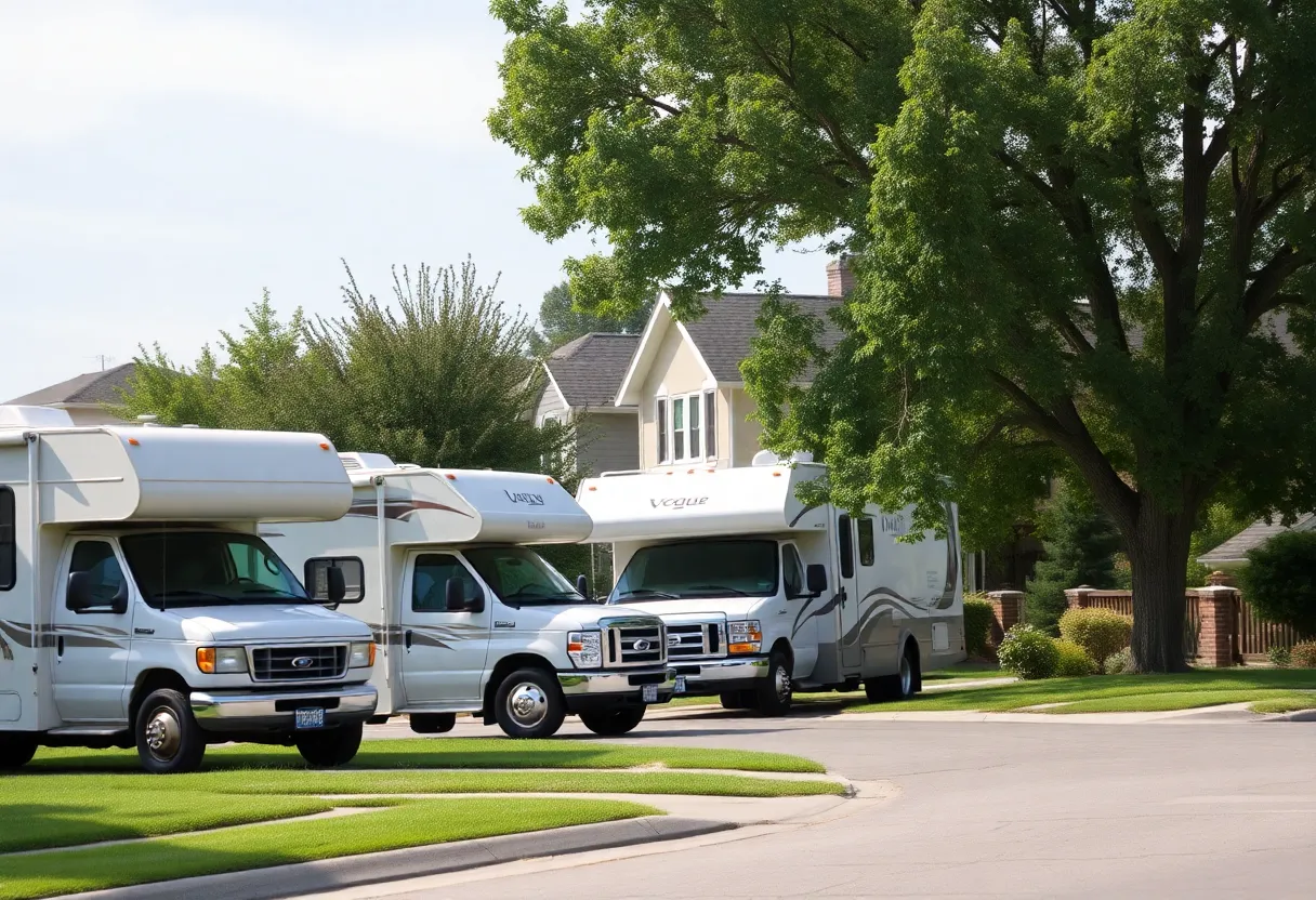 Temporary housing options in Greenwood with RVs in a neighborhood