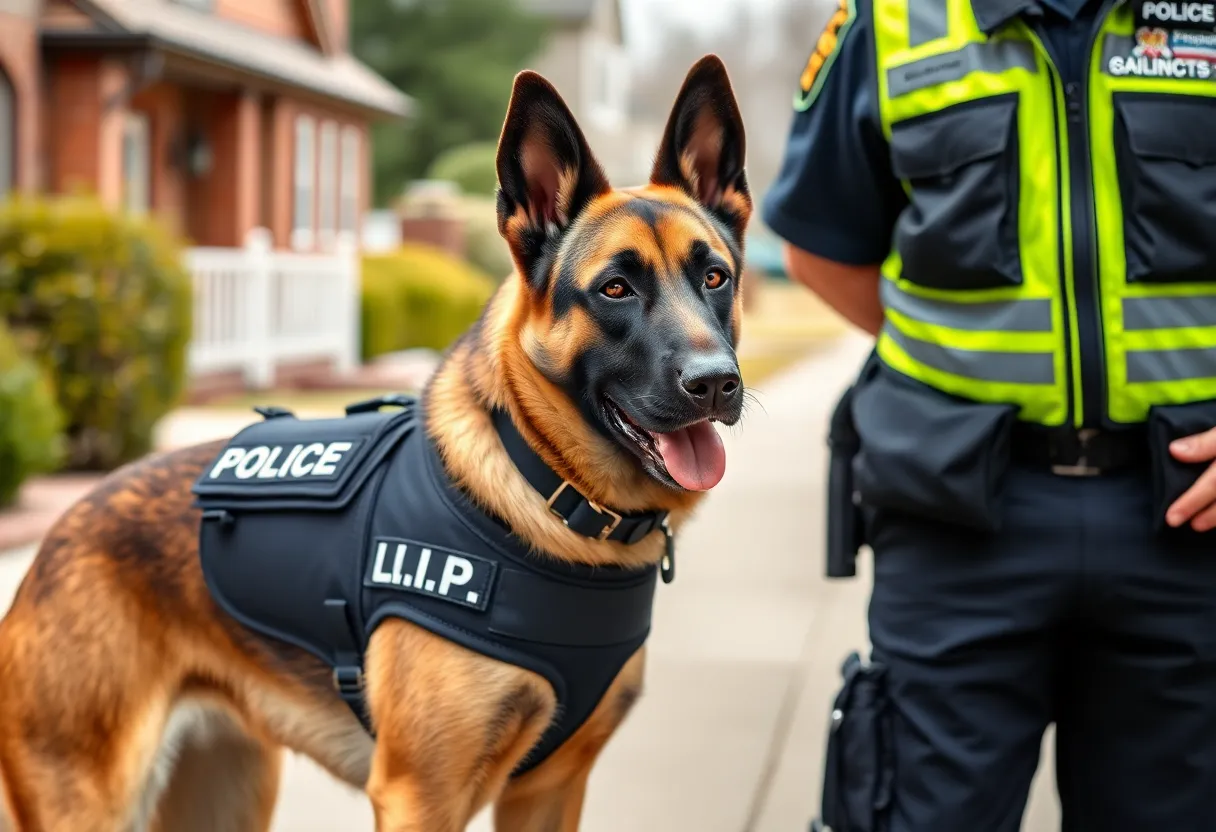 Belgian Malinois K-9 officer with police partner