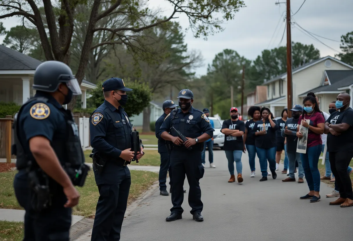 Community members gathering in Lancaster SC for a vigil