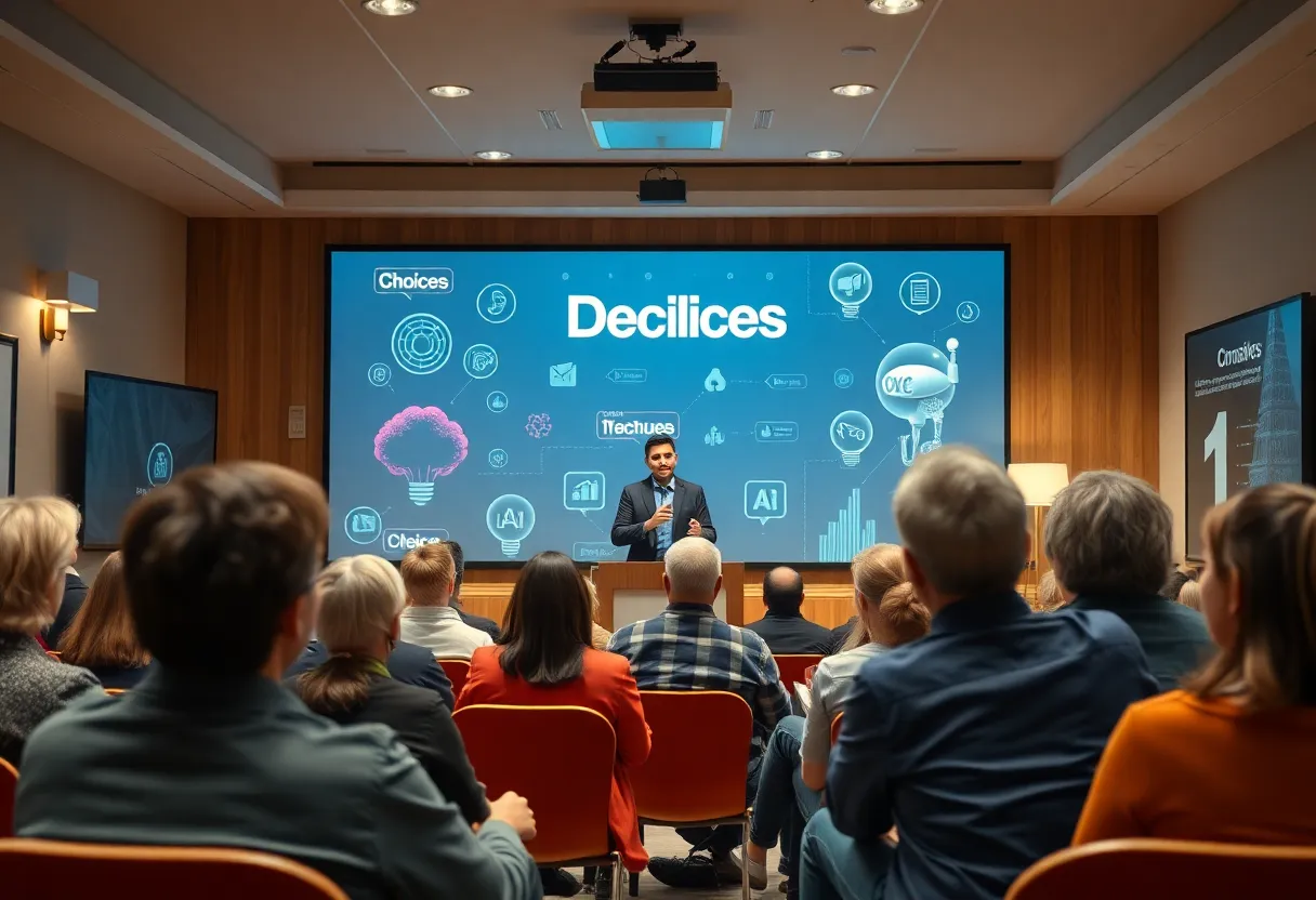 Lecture audience engaged in decision-making discussion at Lander University