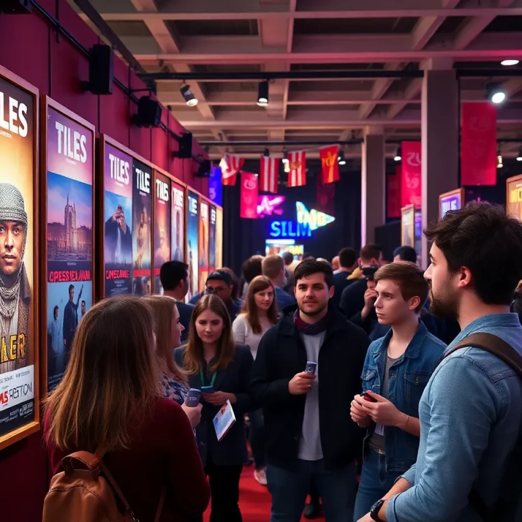 Posters and attendees at the Lander University Film Festival.