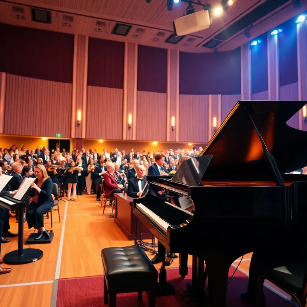 Piano ensemble performing at Lander University