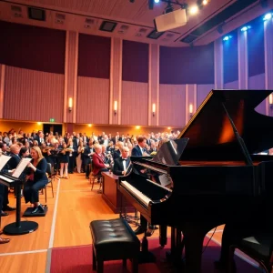 Piano ensemble performing at Lander University