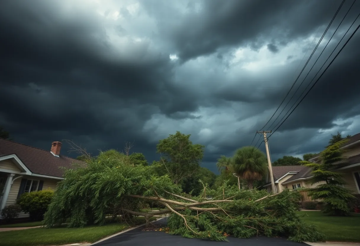 Image showing destruction from severe storms in a neighborhood.
