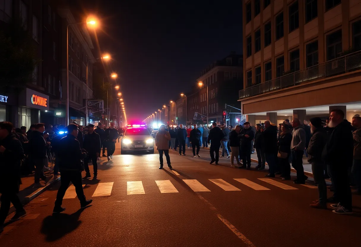 A street scene in Columbia after a shooting incident