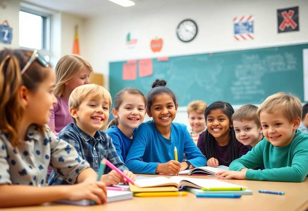 Students in a vibrant classroom setting at Waterloo Elementary School