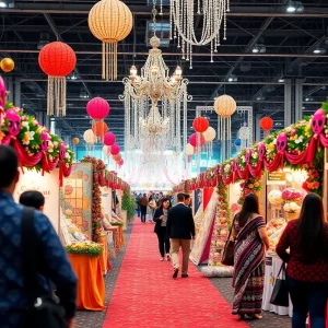 Scene from Weddings & Fiesta Expo in Greenwood with vendors and displays