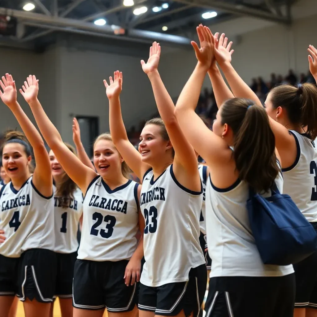 Berkeley High School girls basketball team celebrating their championship win