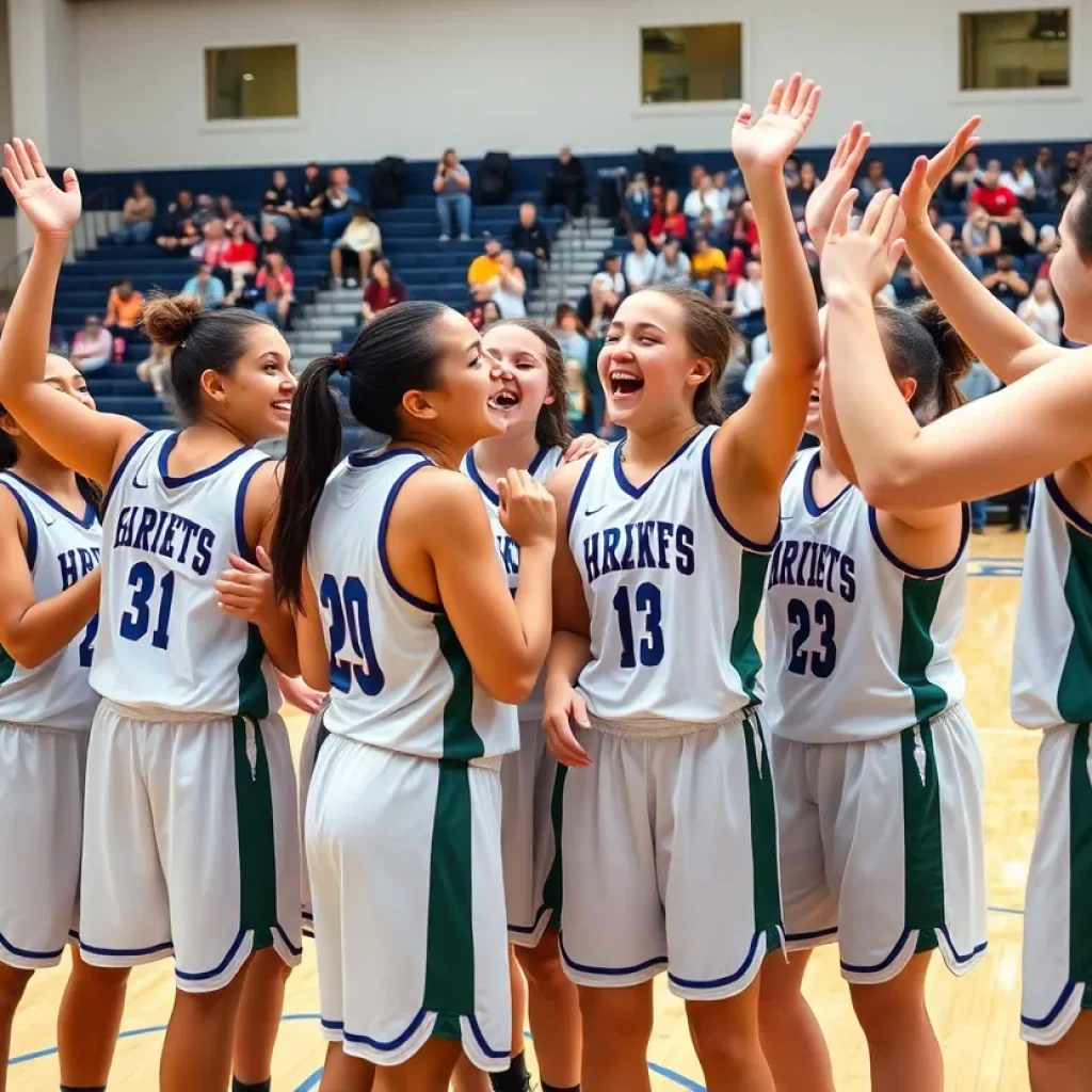 Berkeley High School girls basketball team celebrating their championship win