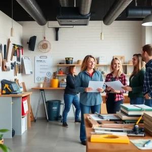 Office of Charles & Associates with home repair tools and team members