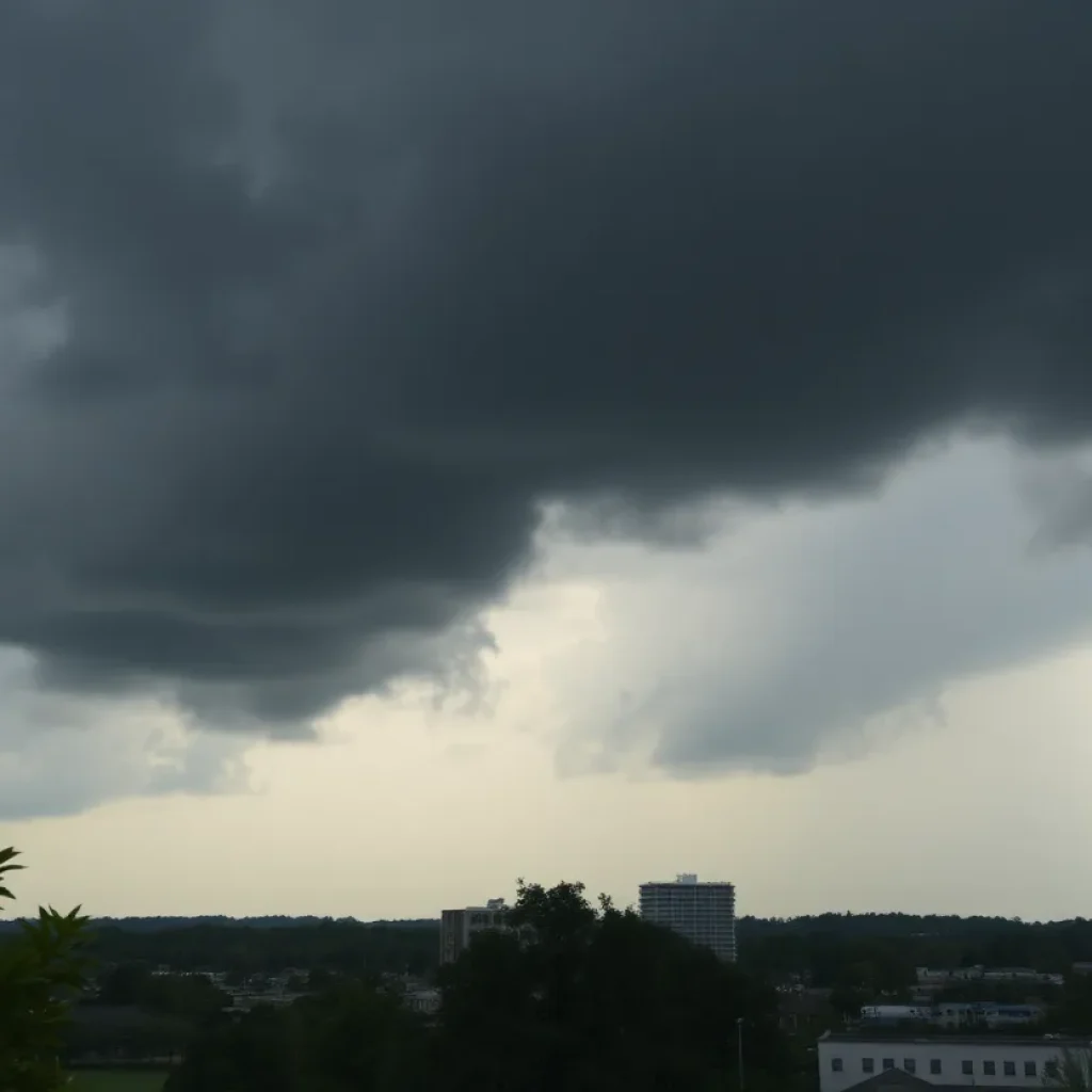 Storm clouds gathering over Columbia, South Carolina