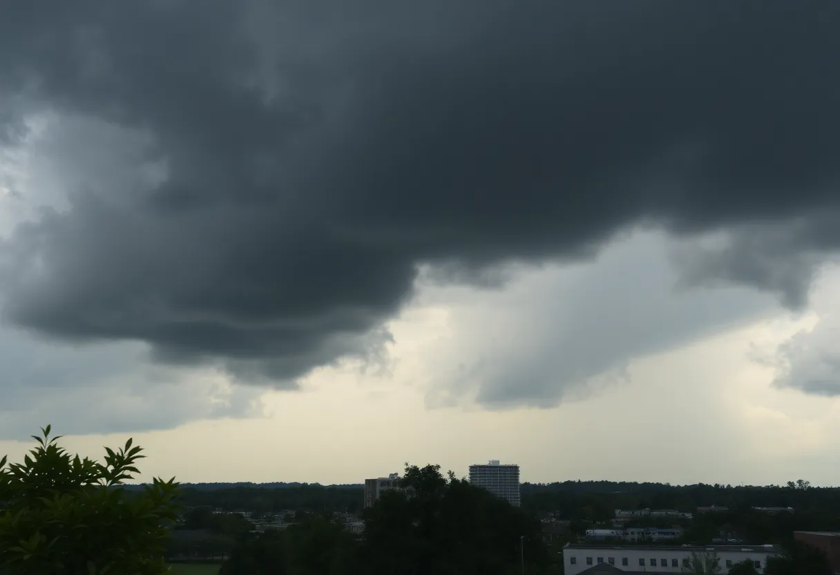 Storm clouds gathering over Columbia, South Carolina