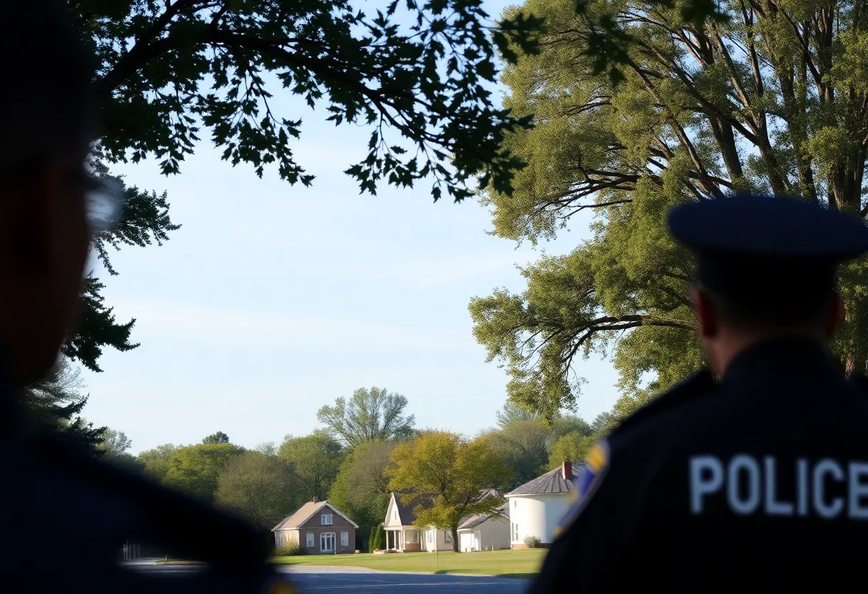 A quiet neighborhood with police presence indicating concern