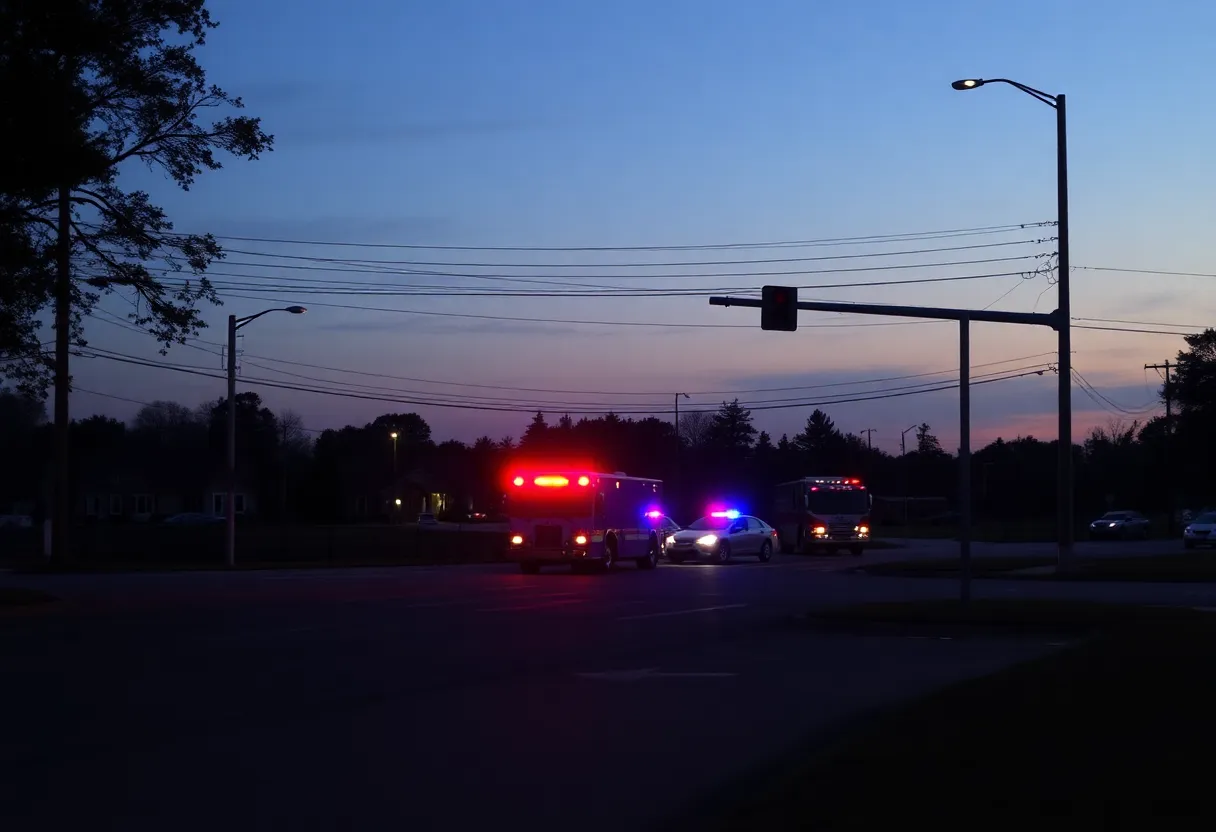 Emergency vehicles at an accident scene in Darlington County