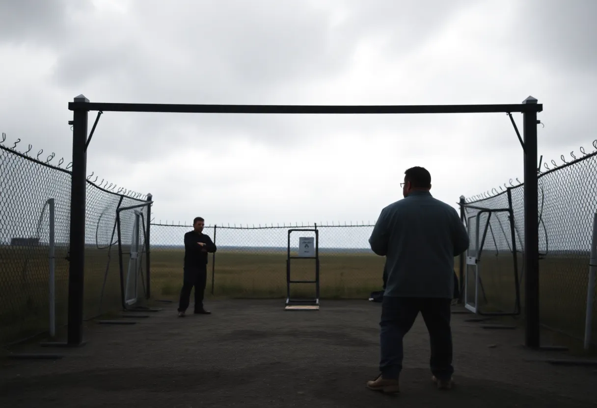 An illustration of a firing squad execution setup, capturing the tension and moral complexity of capital punishment.