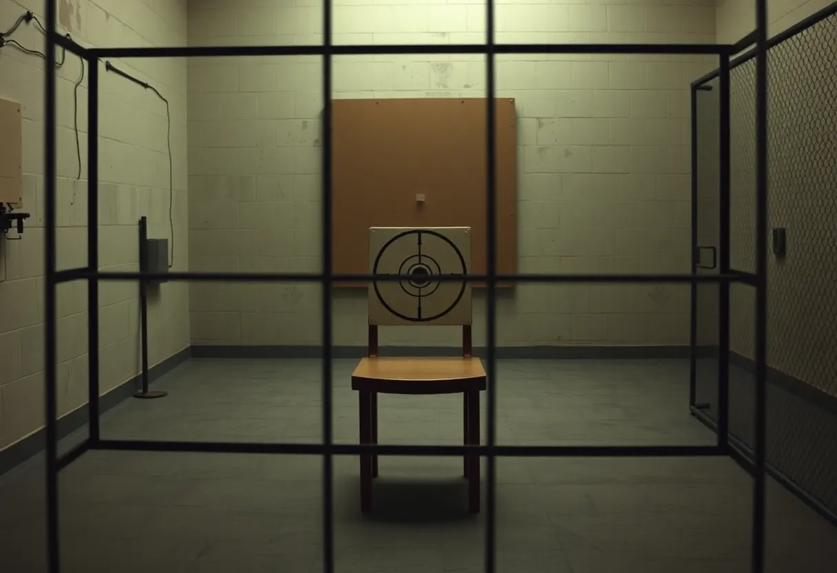 Abstract representation of a firing squad execution setup