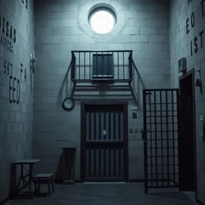 A somber view of a prison execution setting.