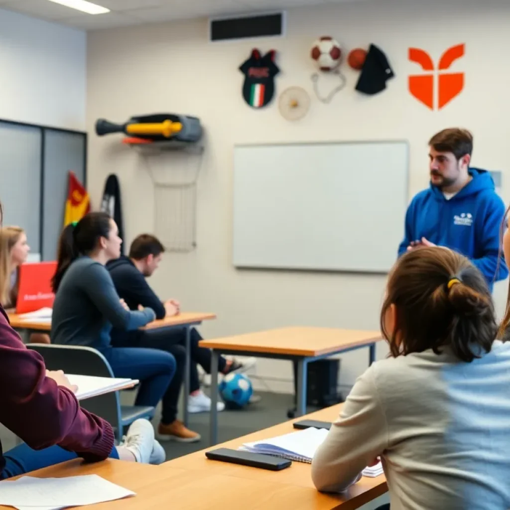 Students in a sport management class at Lander University