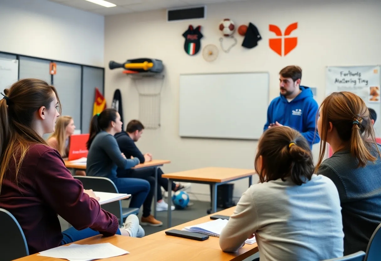 Students in a sport management class at Lander University