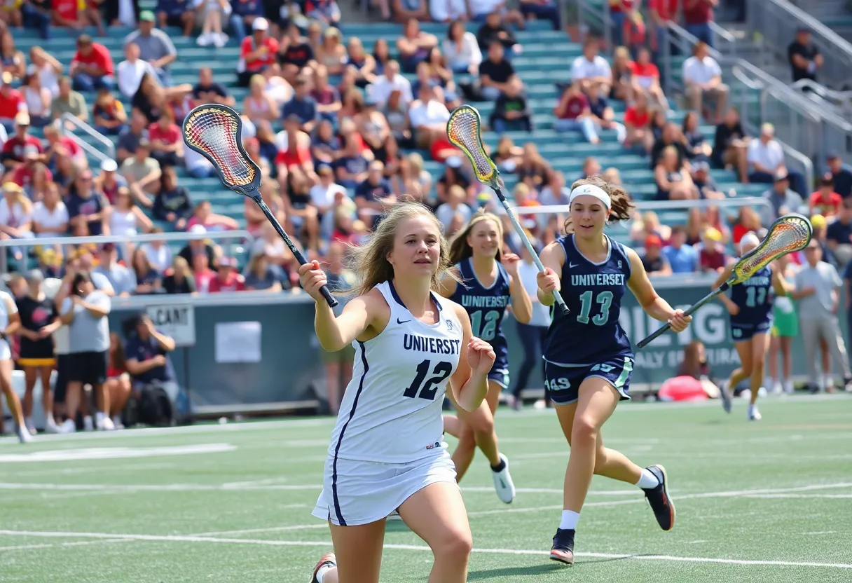 Women's lacrosse team in action during a game