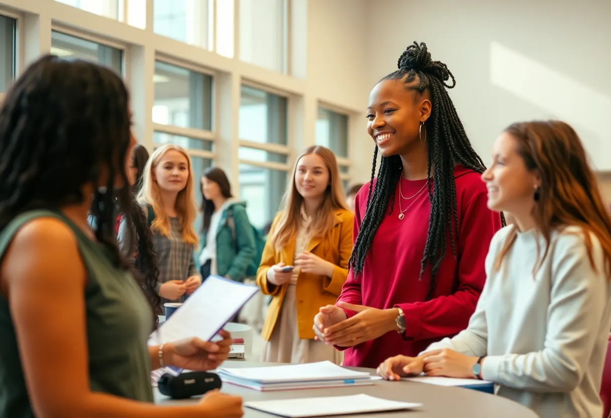 High school students at Lander University participating in workforce development activities