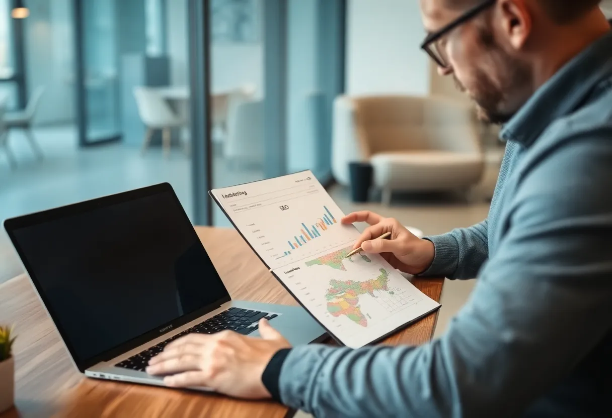 An expert analyzing local SEO strategies in an office
